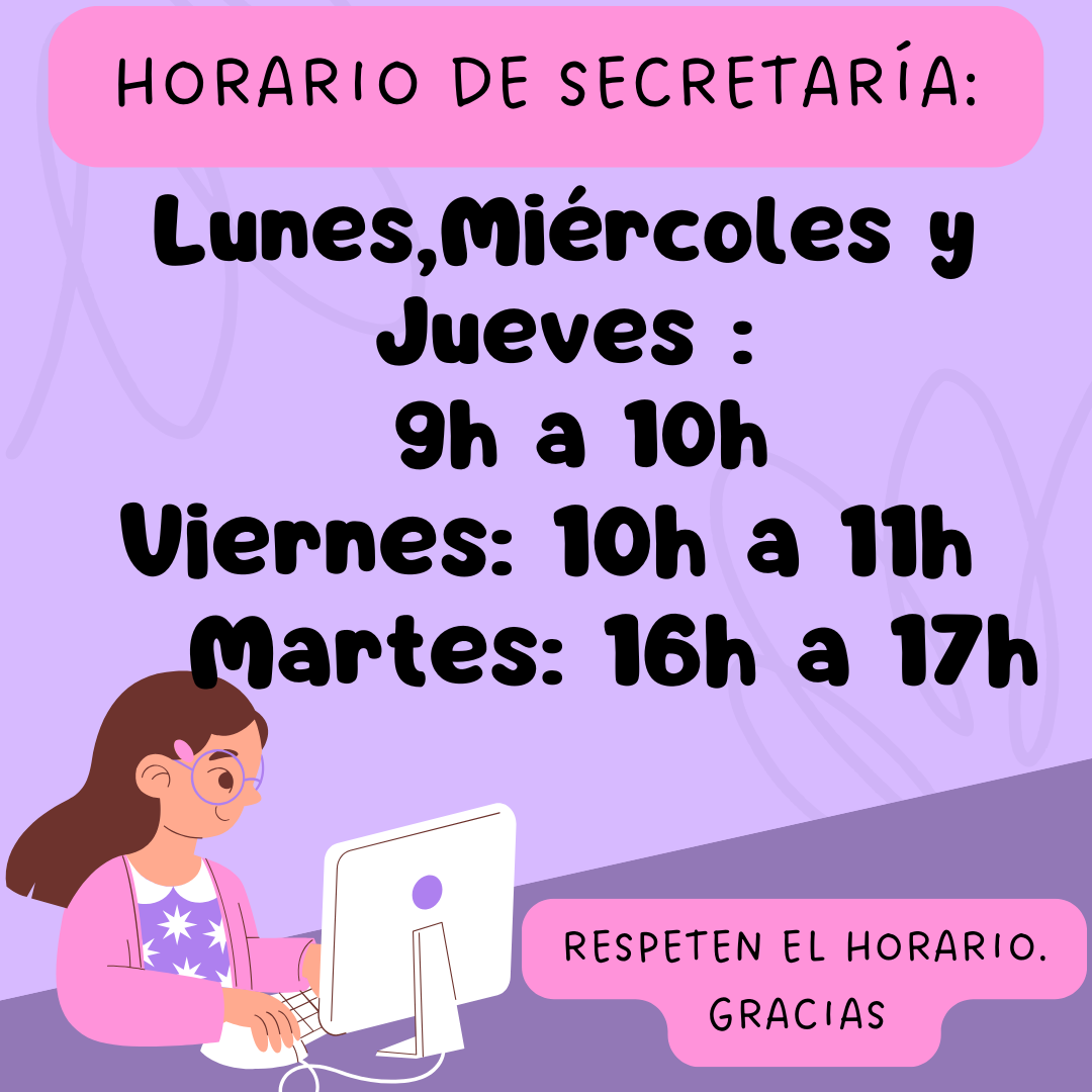 HORARIO SECRETARIA OCTUBRE HORARIO SECRETARIA OCTUBRE